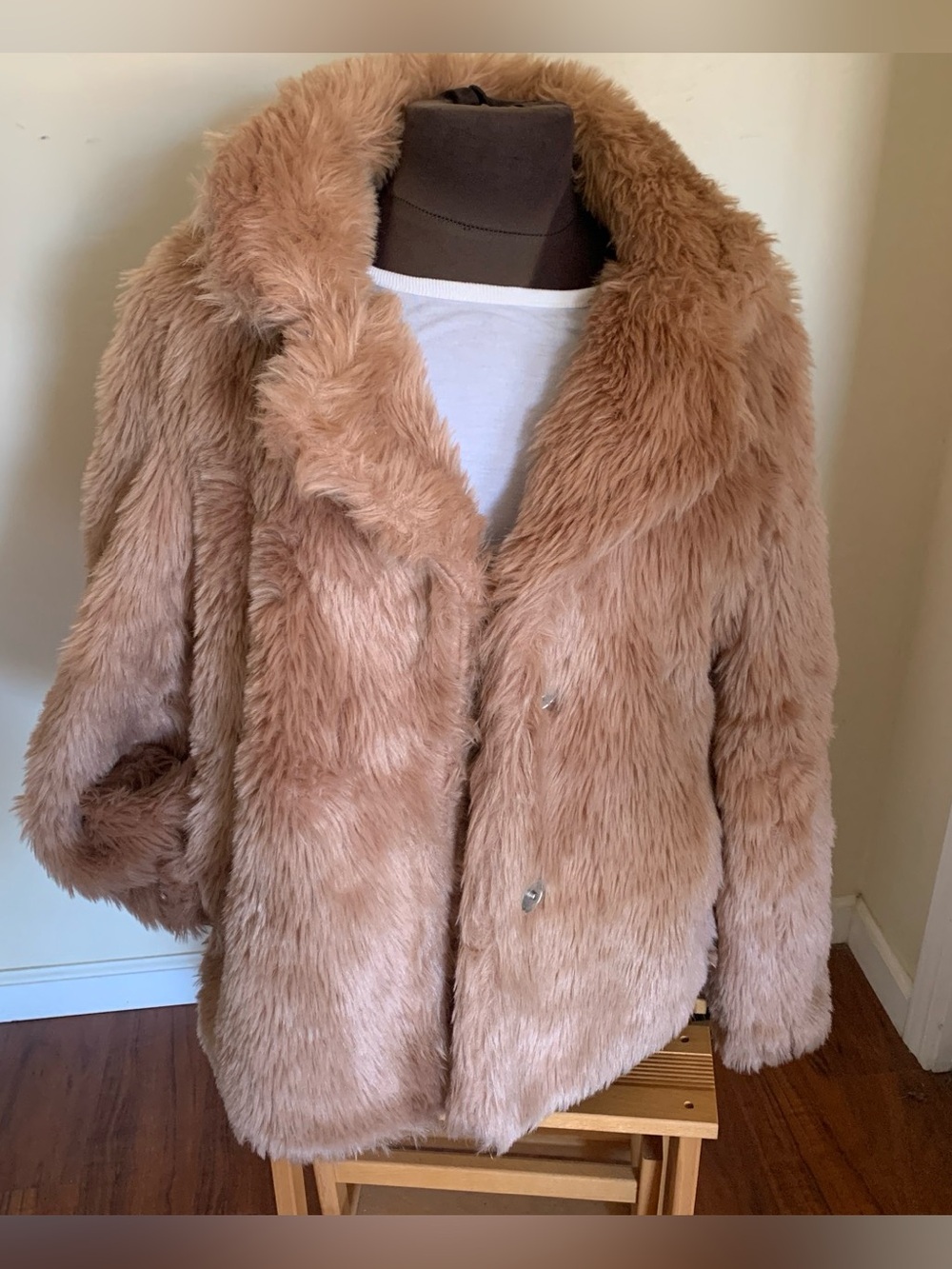 Charlotte Russe Plush Teddy Jacket in Taupe/pink tone.